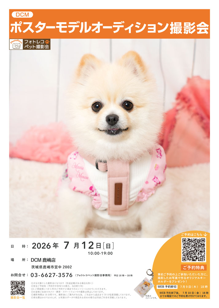 オーダー受付　6犬種①　ご予約ページ　1/4 わんちゃん撮影会イベント｜イベント・カルチャー教室｜DCM