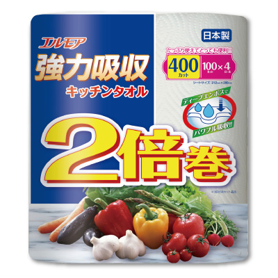 エルモア<br>強力吸収キッチンタオル<br>2倍巻