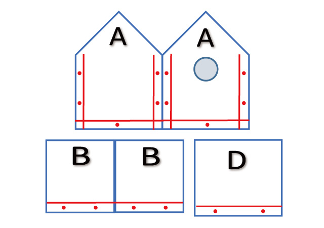 鉛筆で印の線を引く、墨付け