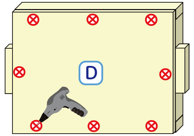 Dをネジでとめる