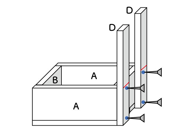 下穴、ネジで仮止め