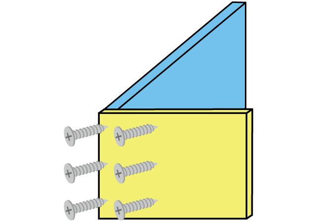 【B.天板】と【A.側板】をビスでとめる