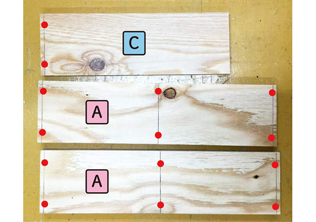 木材に下穴をあける