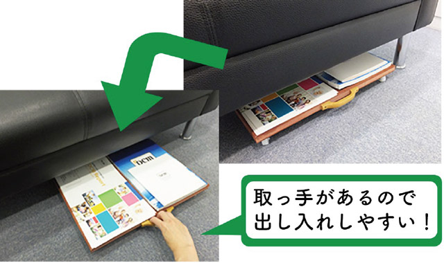 取っ手があるので出し入れしやすい！