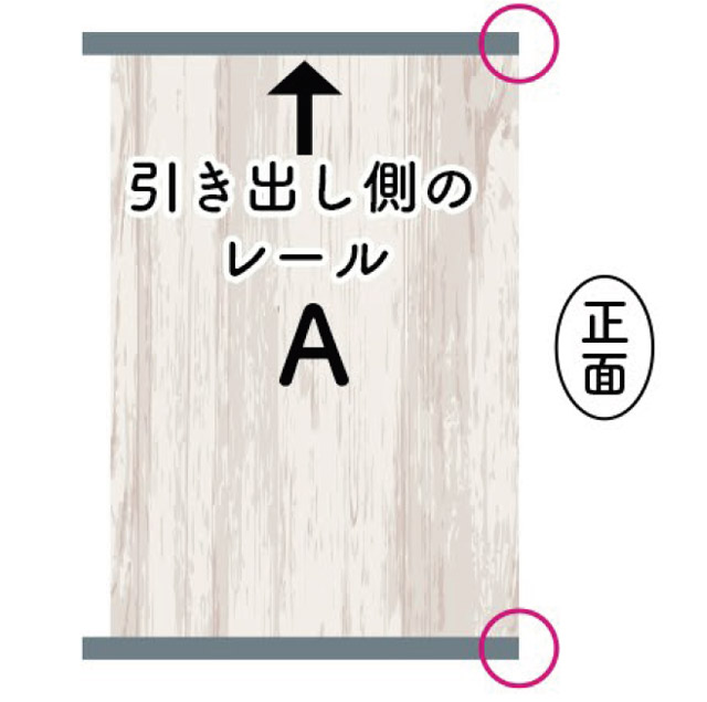 正面からレールがはみ出ないように取り付け