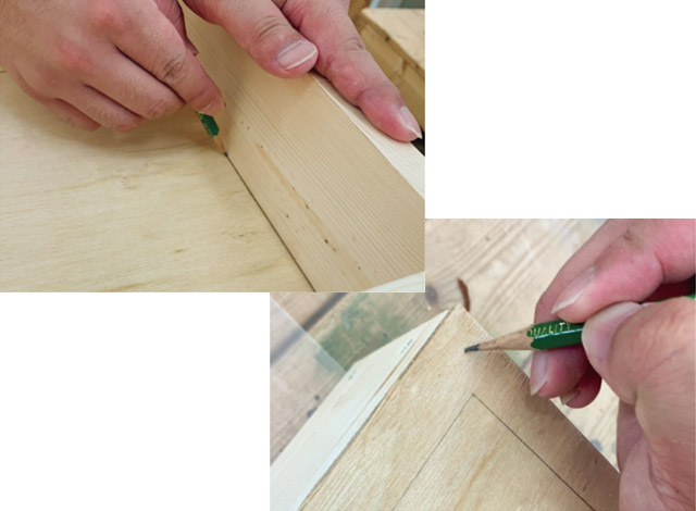 下穴を開ける位置に印を付ける