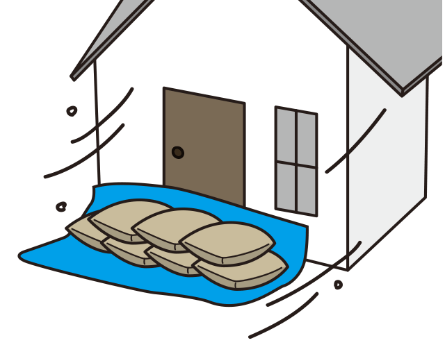 ブルーシートと土のう