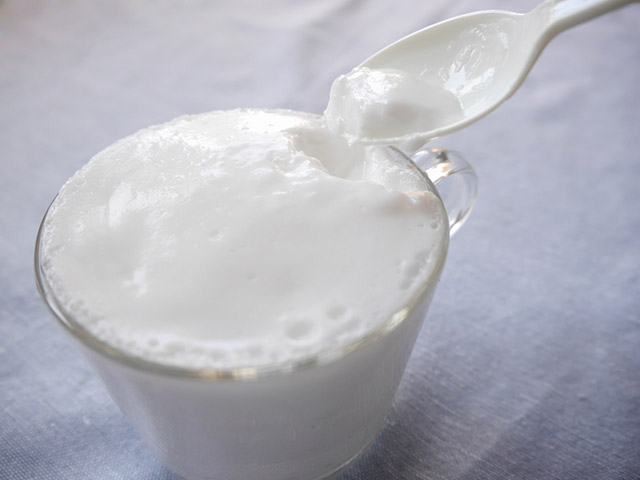 とろとろ石けんの完成！　プリンというよりヨーグルト