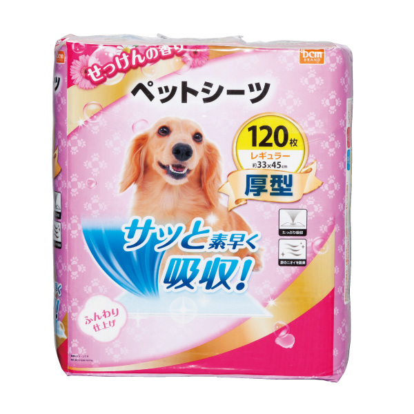ＤＣＭ ペットシーツ厚型 レギュラー120枚  せっけんの香り レギュラー