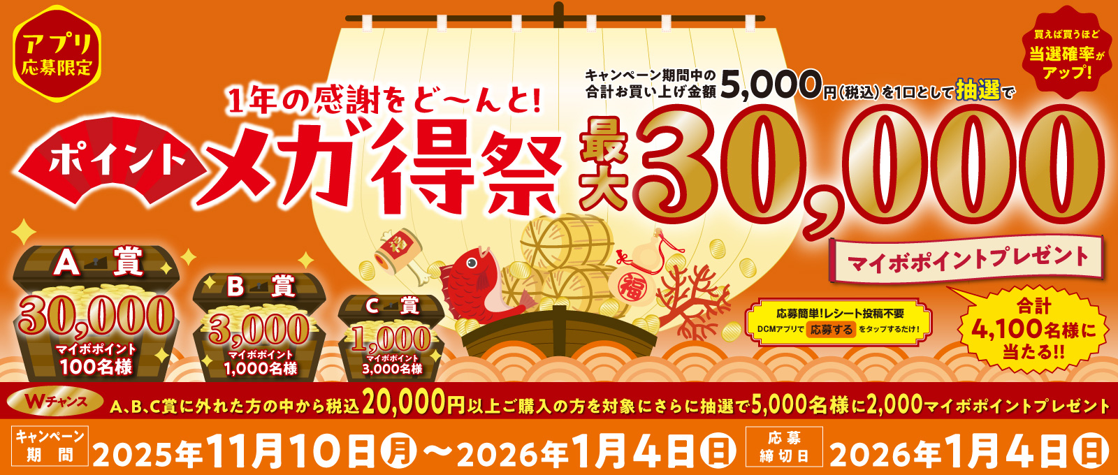 1年の感謝をど～んと！ポイントメガ得祭（～1月4日まで）