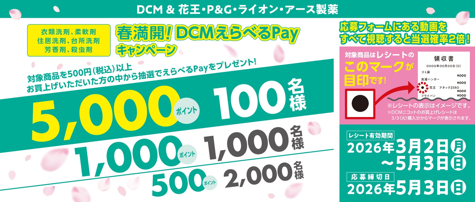 春満開!DCMえらべるPayキャンペーン(~5/3)
