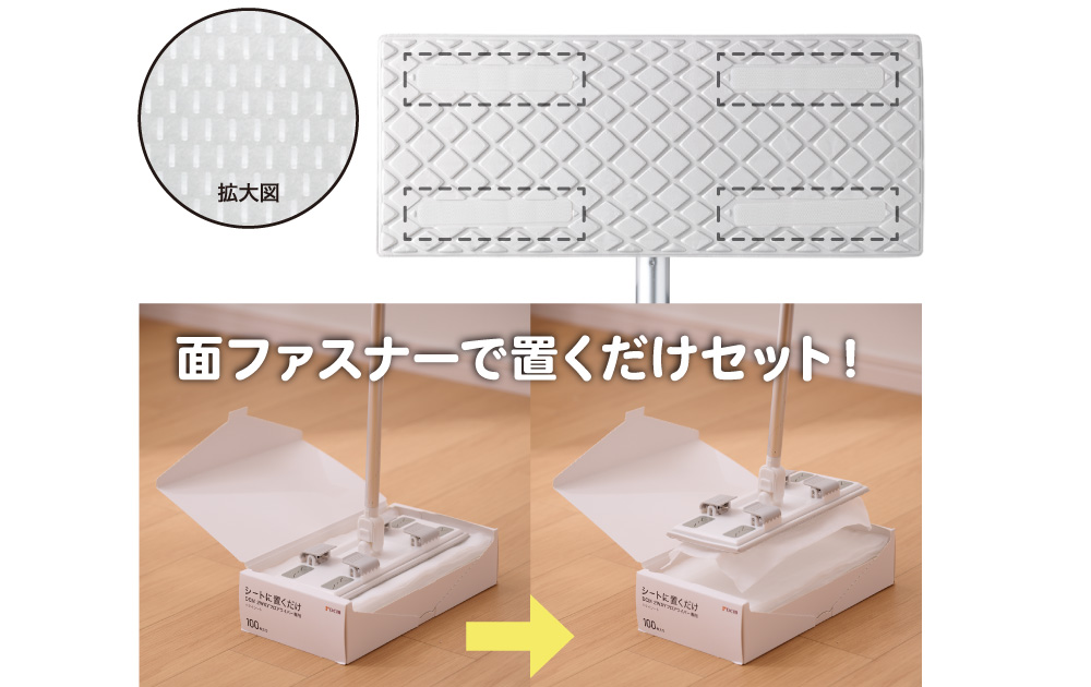 置くだけでシートの装着完了