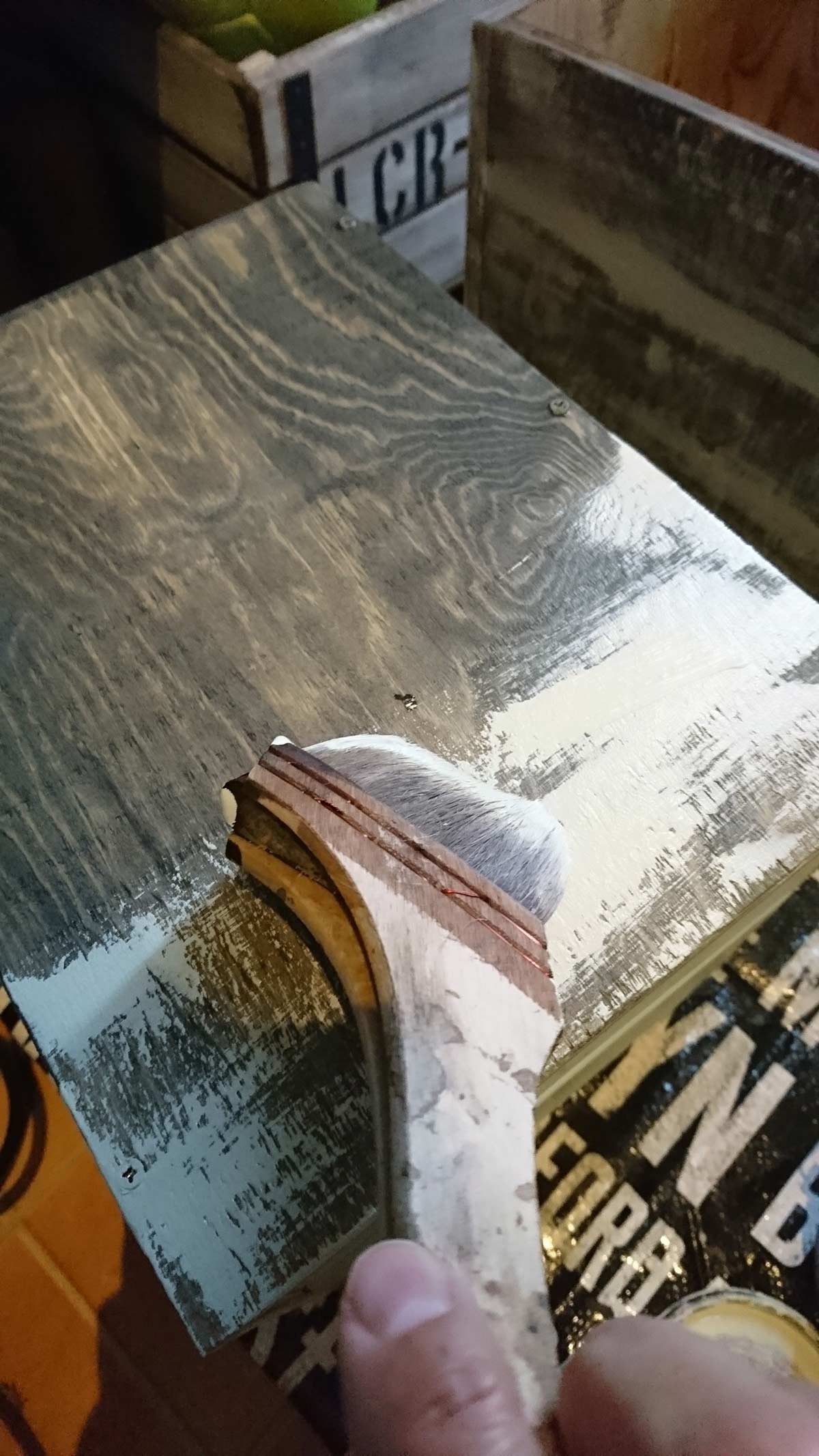 古材風塗装,白ペンキ,木目