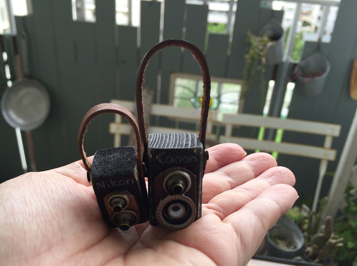 手のひら,二眼レフカメラのミニチュア