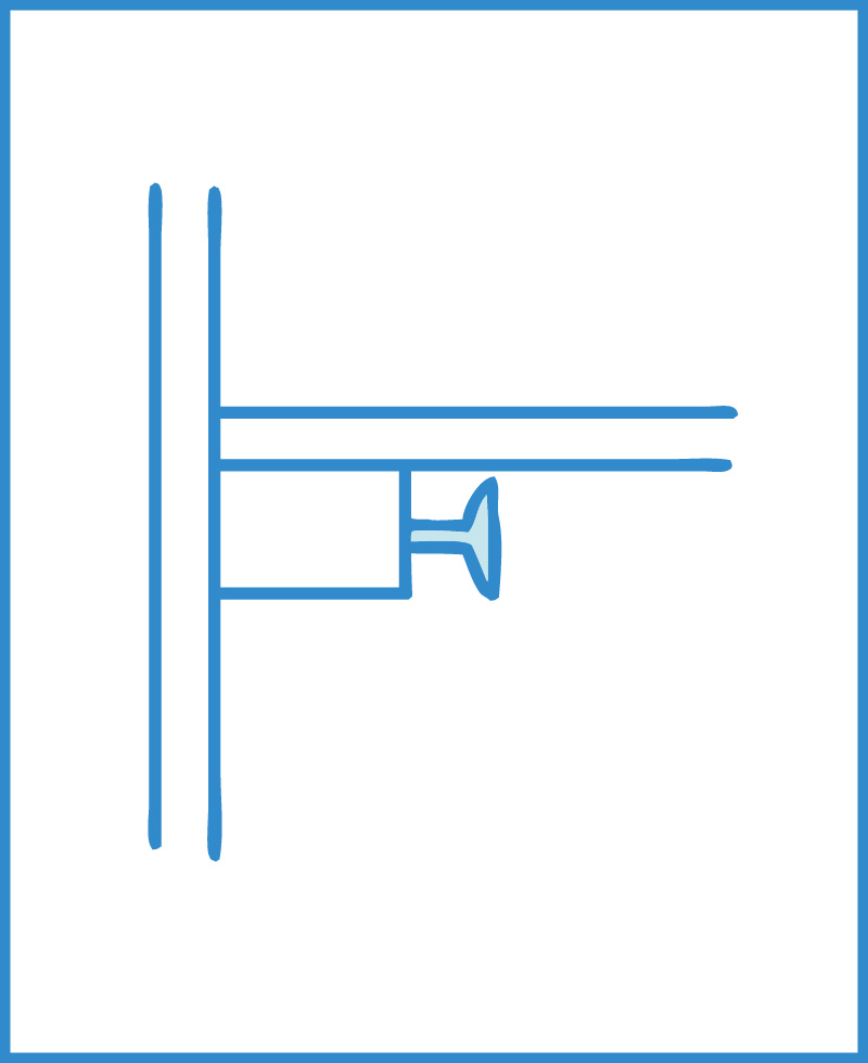 縦仕切り際の止め方（木工用接着剤を塗って釘打ち）