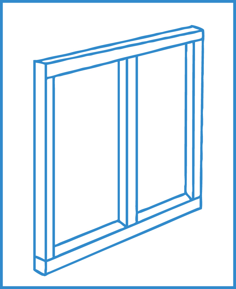 中仕切りは枠をつくって合板を張る