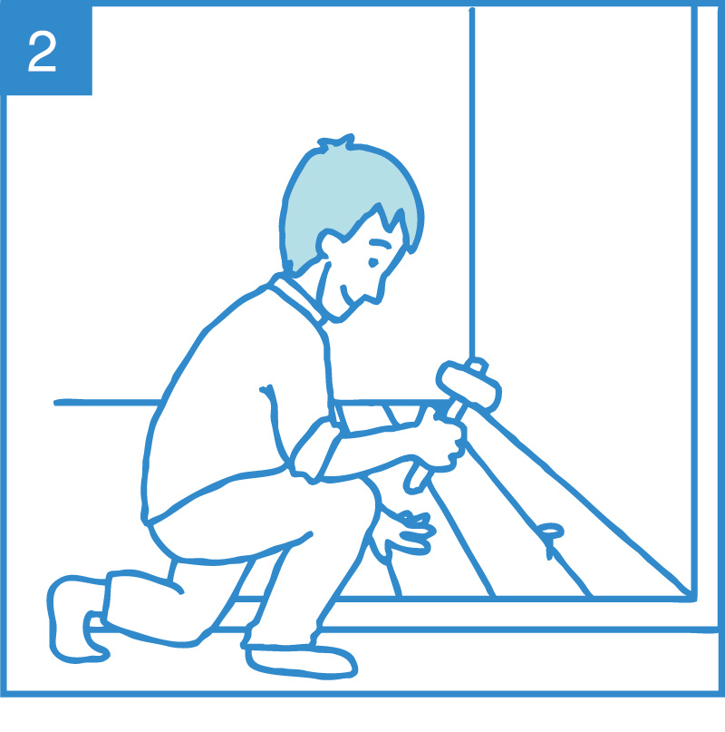 床材を張って床の補強