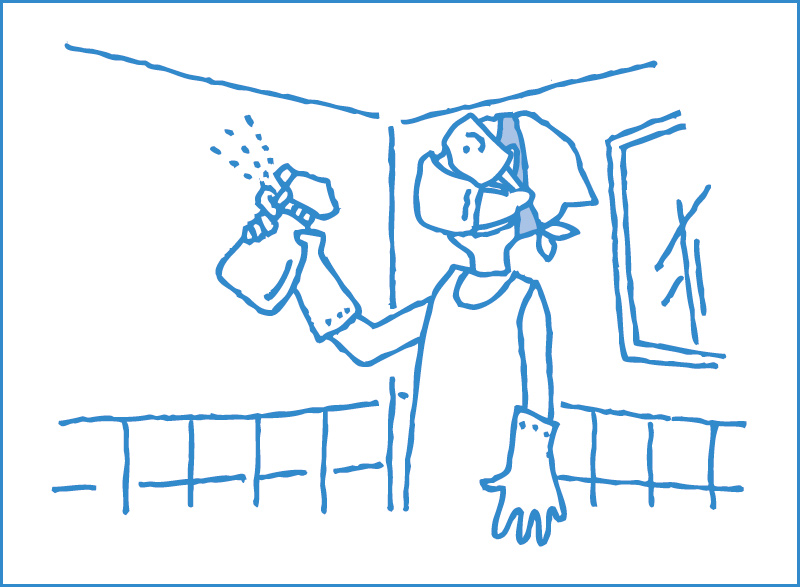 塗装にかかる前に、下地の汚れやカビを落とします。