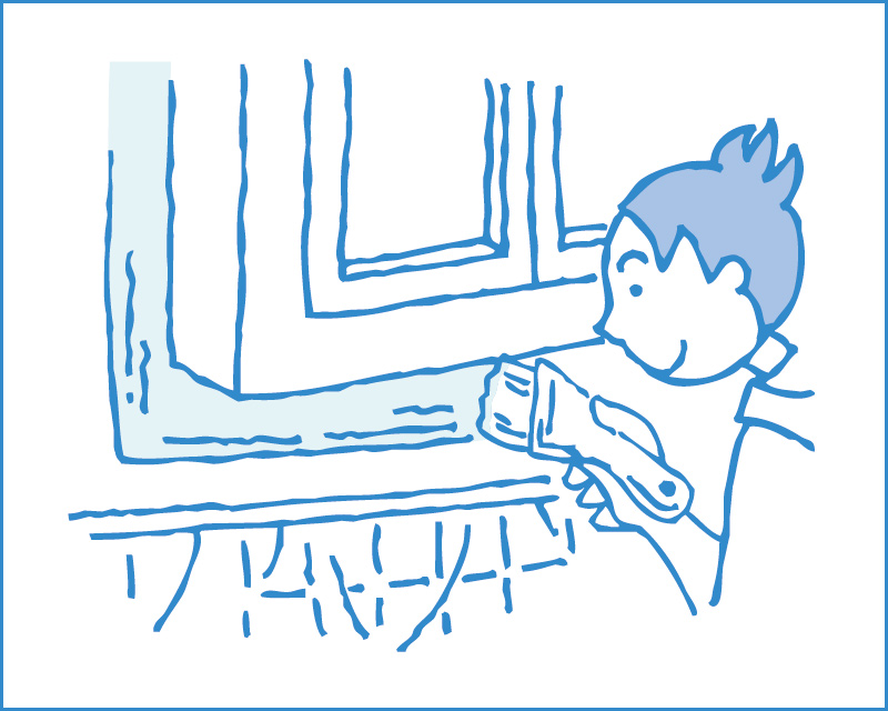 塗料をよく混ぜ、細かいところやすみを先に塗っていきます。