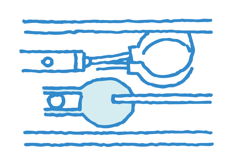 支持棒ごと浮き玉を外して調節する。