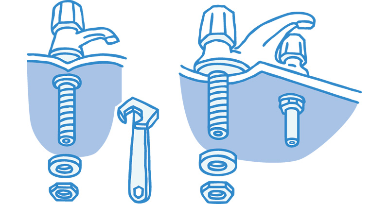 水栓金具を固定します。