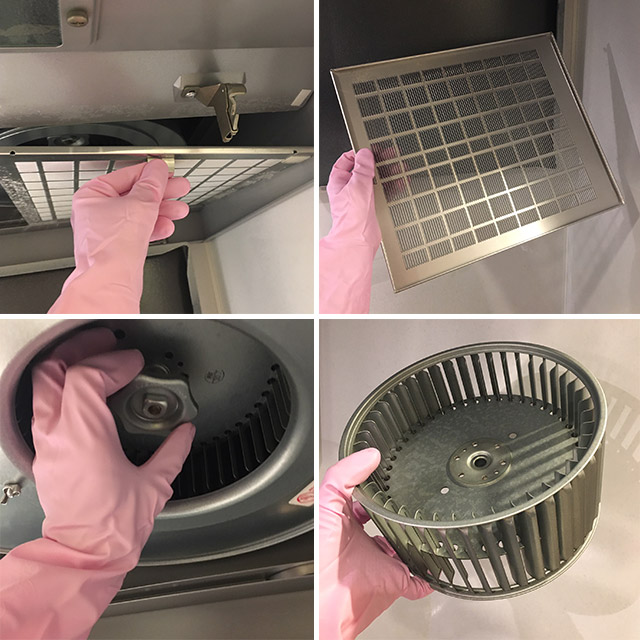 油汚れをスッキリこそうじ シロッコファンを取り外す