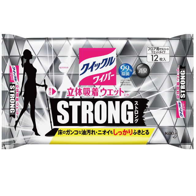 油汚れをスッキリこそうじ クイックルワイパー立体吸着 ウエットシートストロング12枚