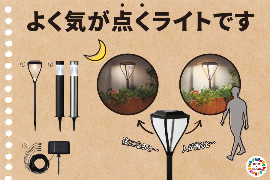 センサー付ソーラー庭園灯