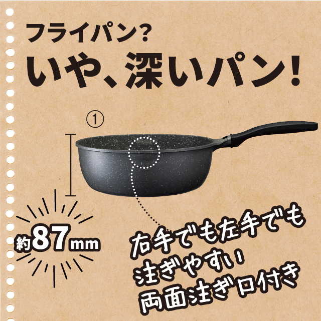 IH対応 ストーンマーブル超深型フライパン
