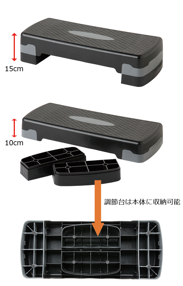 付属の調節台で高さを2段階に調節