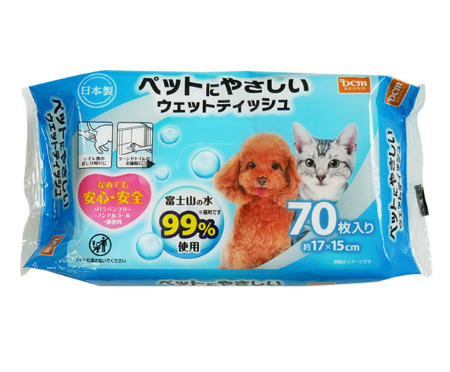 ＤＣＭ ペットにやさしいウェットティッシュ 70枚入り×3個