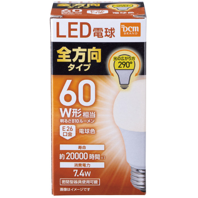 ＤＣＭ LED電球　全方向タイプ　60W電球色