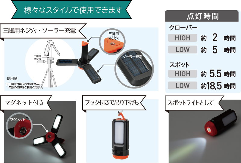 ＤＣＭ 充電式LEDクローバーライト